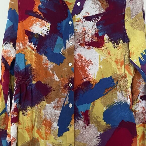 Soft Surroundings Painter's Palette Artsy Gauze Button Down Shirt MP Cinched - Picture 5 of 10